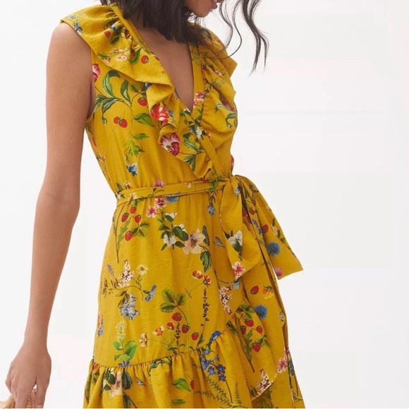 🌼 Anthropologie • Maeve • Floral Faux Wrap Dress - Large (worn once) - Picture 7 of 8